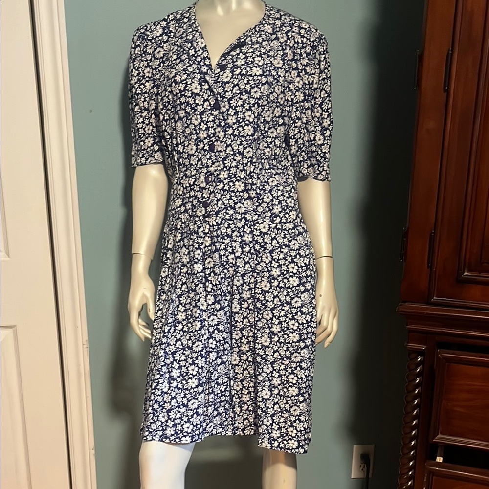 Floral Blue and White Women's Dress